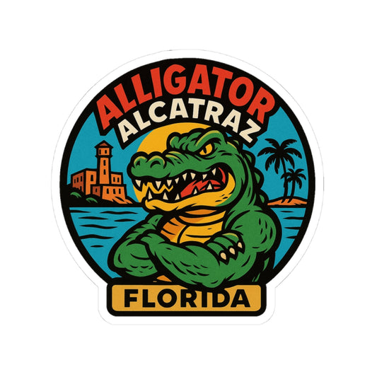Alligator Alcatraz Vibrant Kiss-Cut Stickers for TikTok Lovers | Fun Laptop Decals, Sporty Decor, Party Favors, Gift Stickers, Creative Art