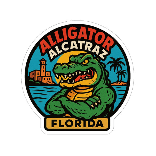 Alligator Alcatraz Vibrant Kiss-Cut Stickers for TikTok Lovers | Fun Laptop Decals, Sporty Decor, Party Favors, Gift Stickers, Creative Art